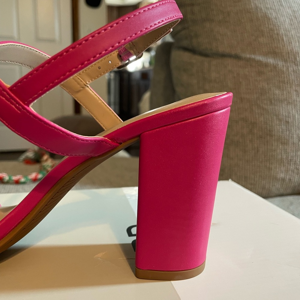 NIB BP Lula Pink Slingback Block Strappy Heels Size 9 - Picture 10 of 12
